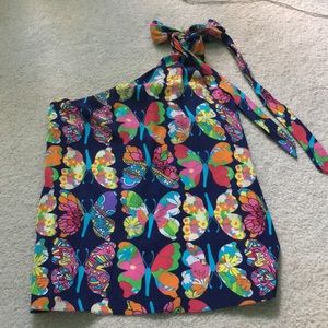 One shoulder butterfly lilly pulitzer top!